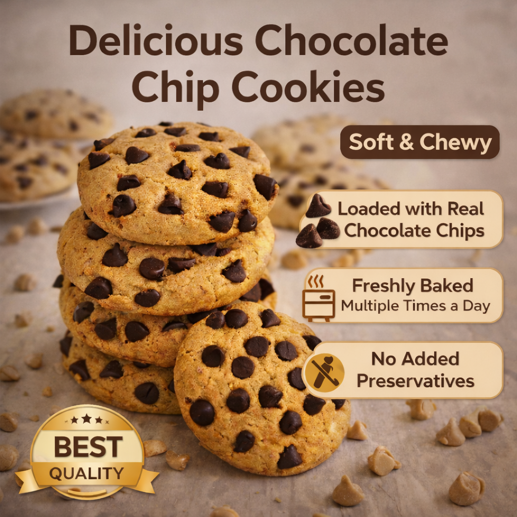 Choco Chips Cookies:  Premium Eggless