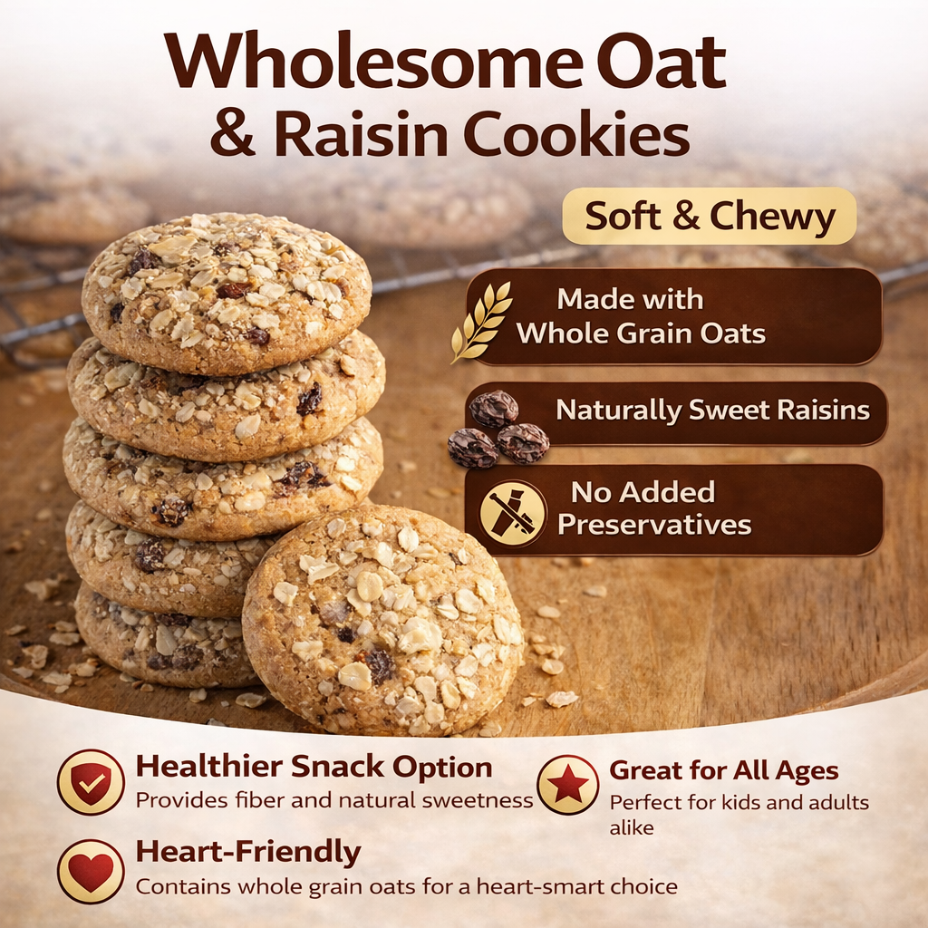 Oats and Raisins Cookies Premium Eggless