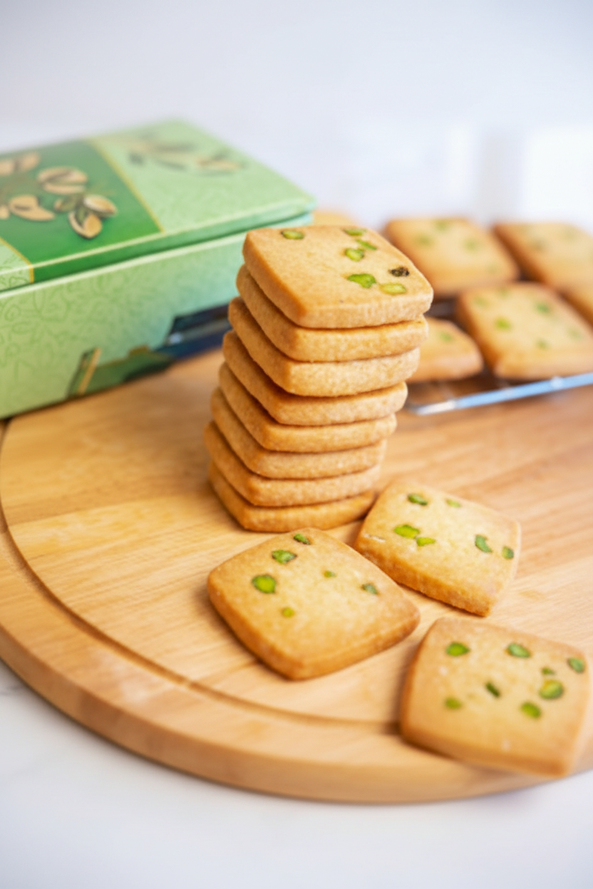 Premium eggless pista cookies by Doon Memories