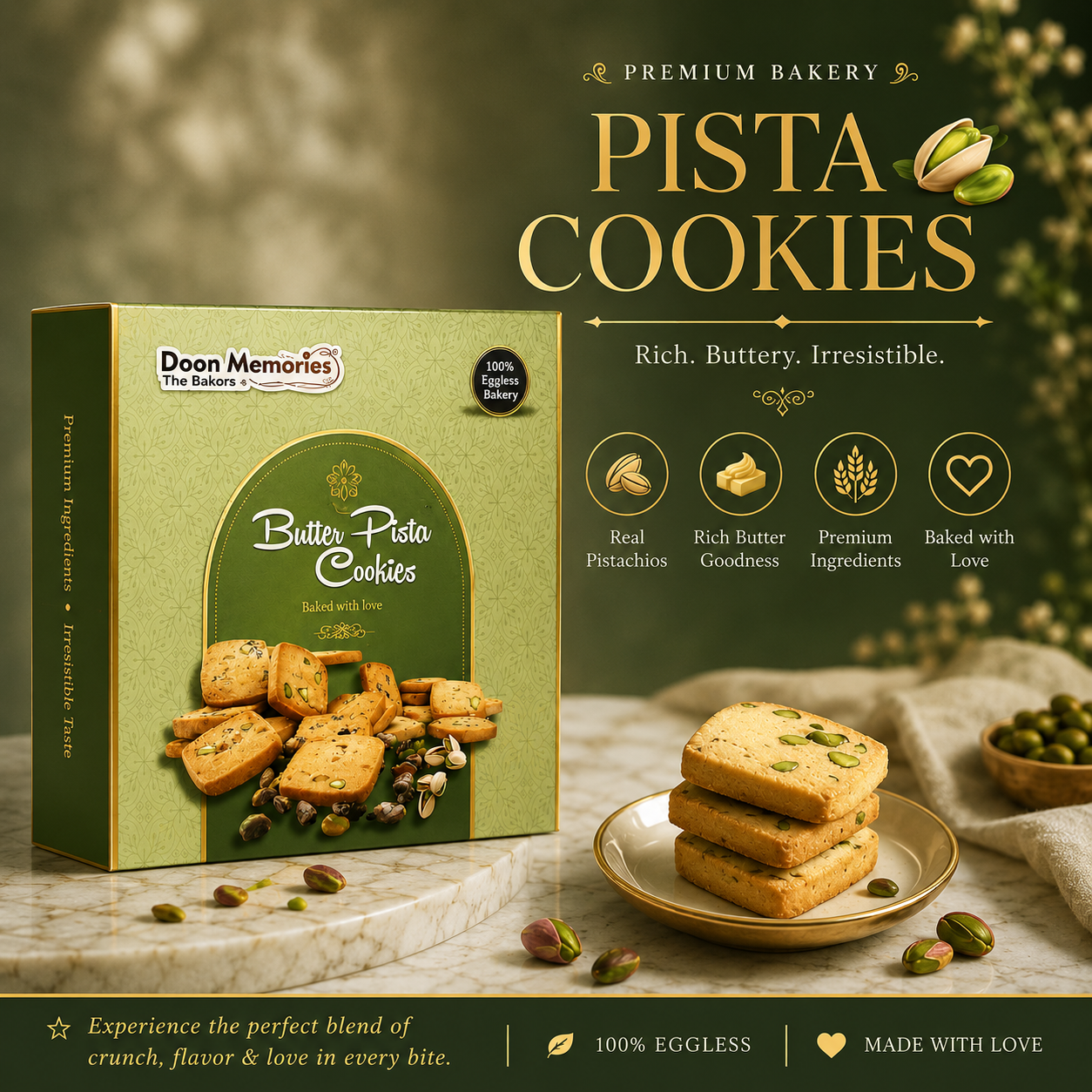 Premium Eggless Pista Cookies